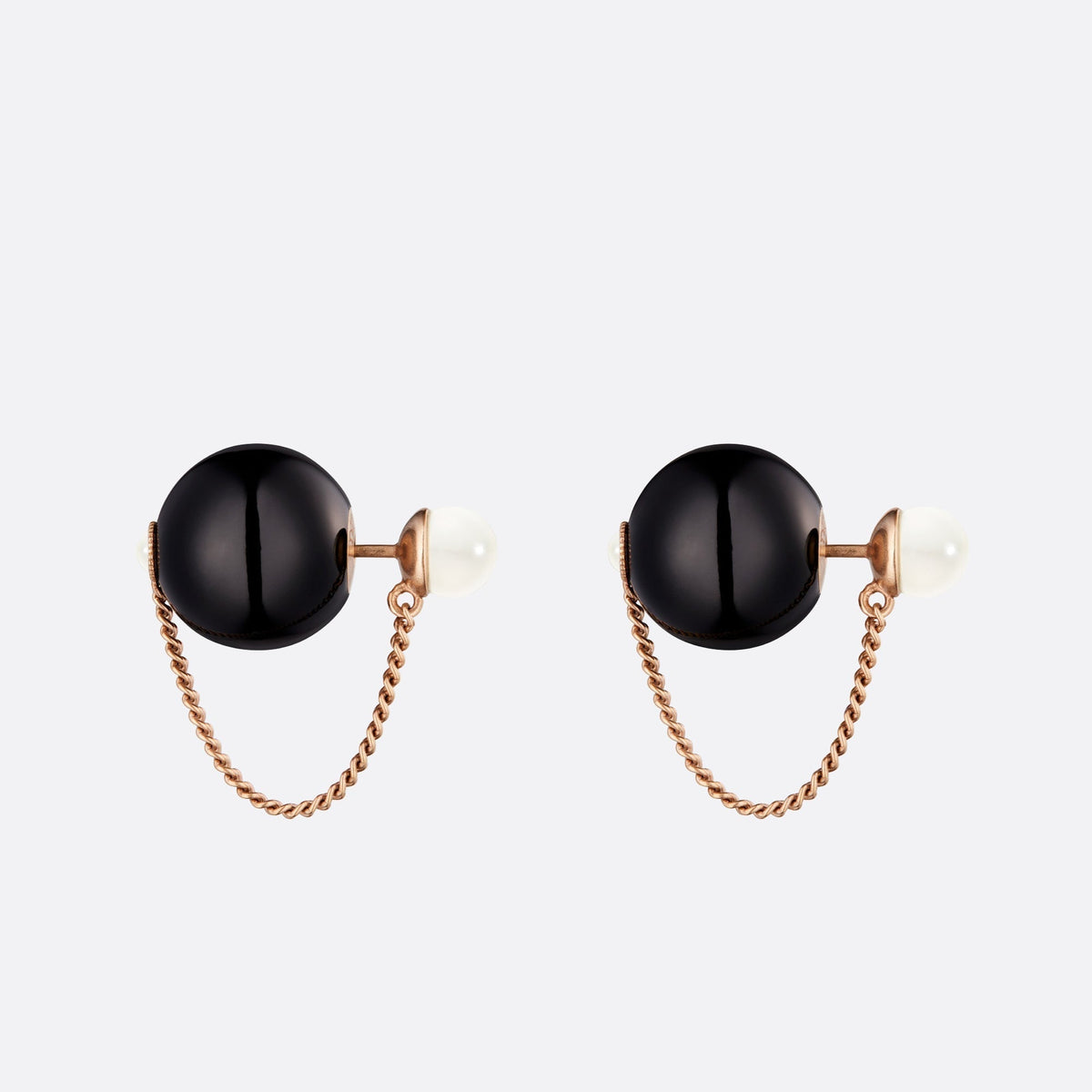 18K Dior Tribales Black Resin Pearl Earrings