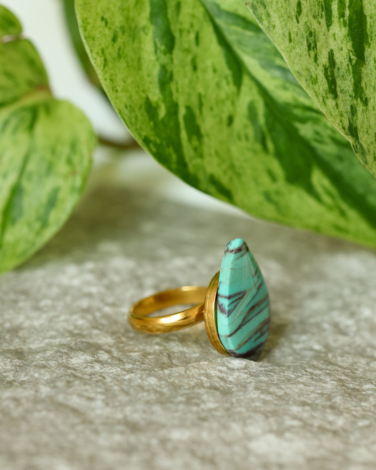 Marbled Clay Turquoise Ring
