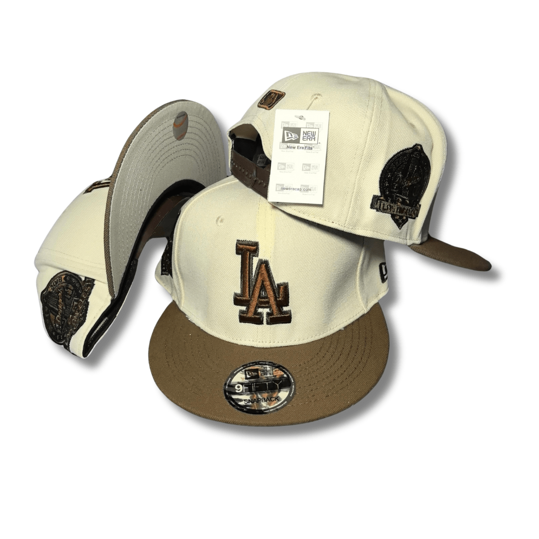 Los Angeles Dodgers Cream and Brown with Embroidered Side Patches Snapback Cap