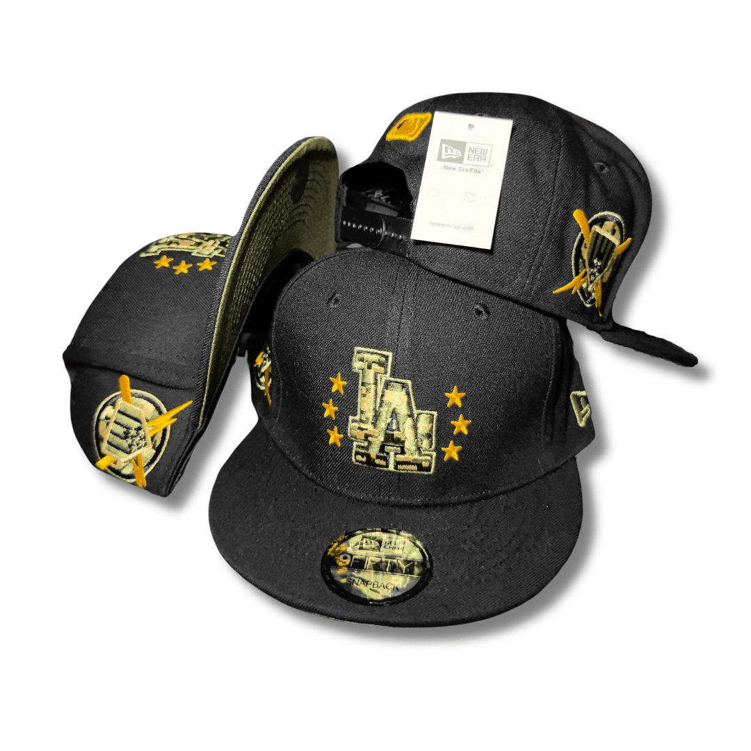 Los Angeles Dodgers New Era Black and Gold with Star Embroidery Snapback Cap