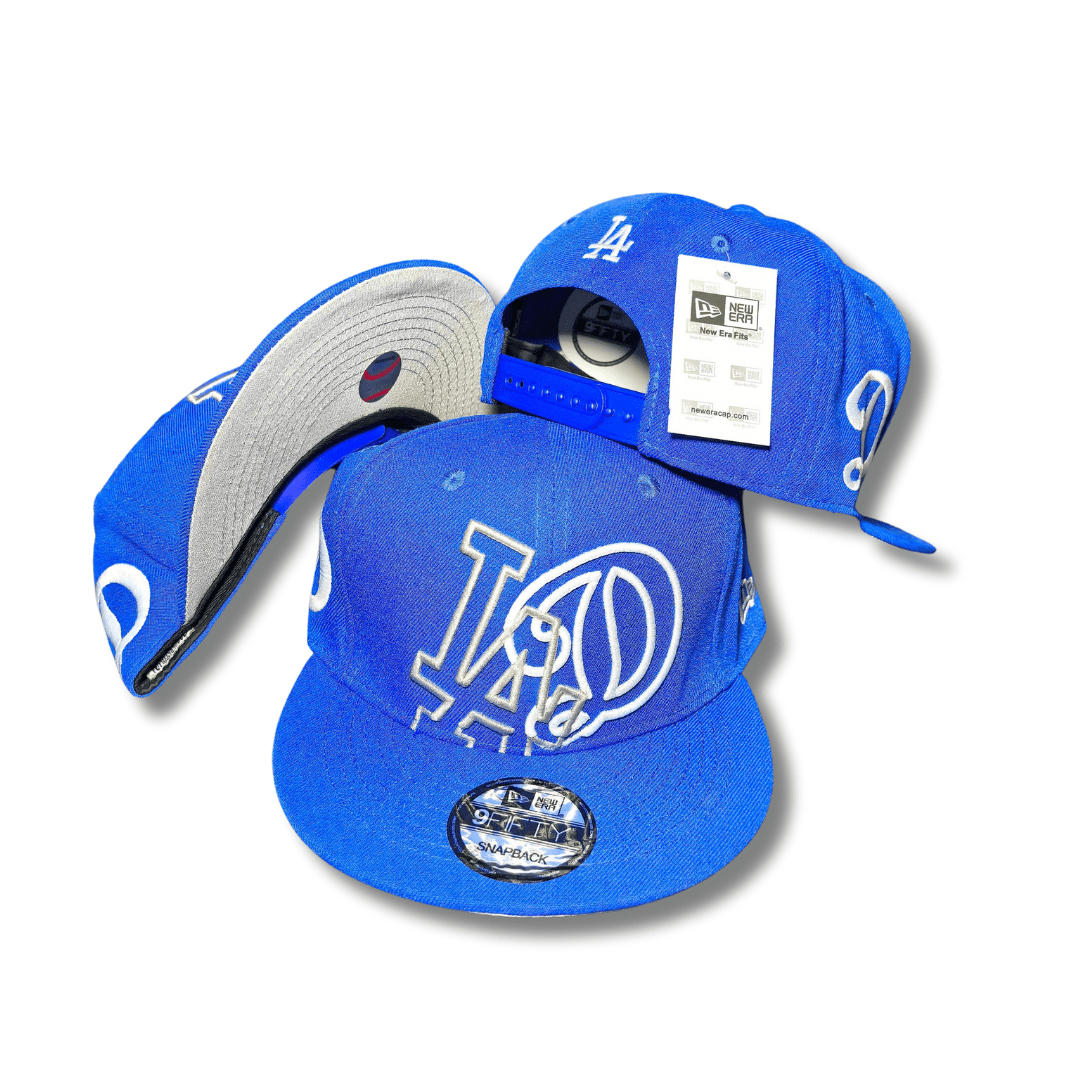 Los Angeles Dodgers Blue with Oversized Embroidered Logo and Adjustable Fit Snapback Cap