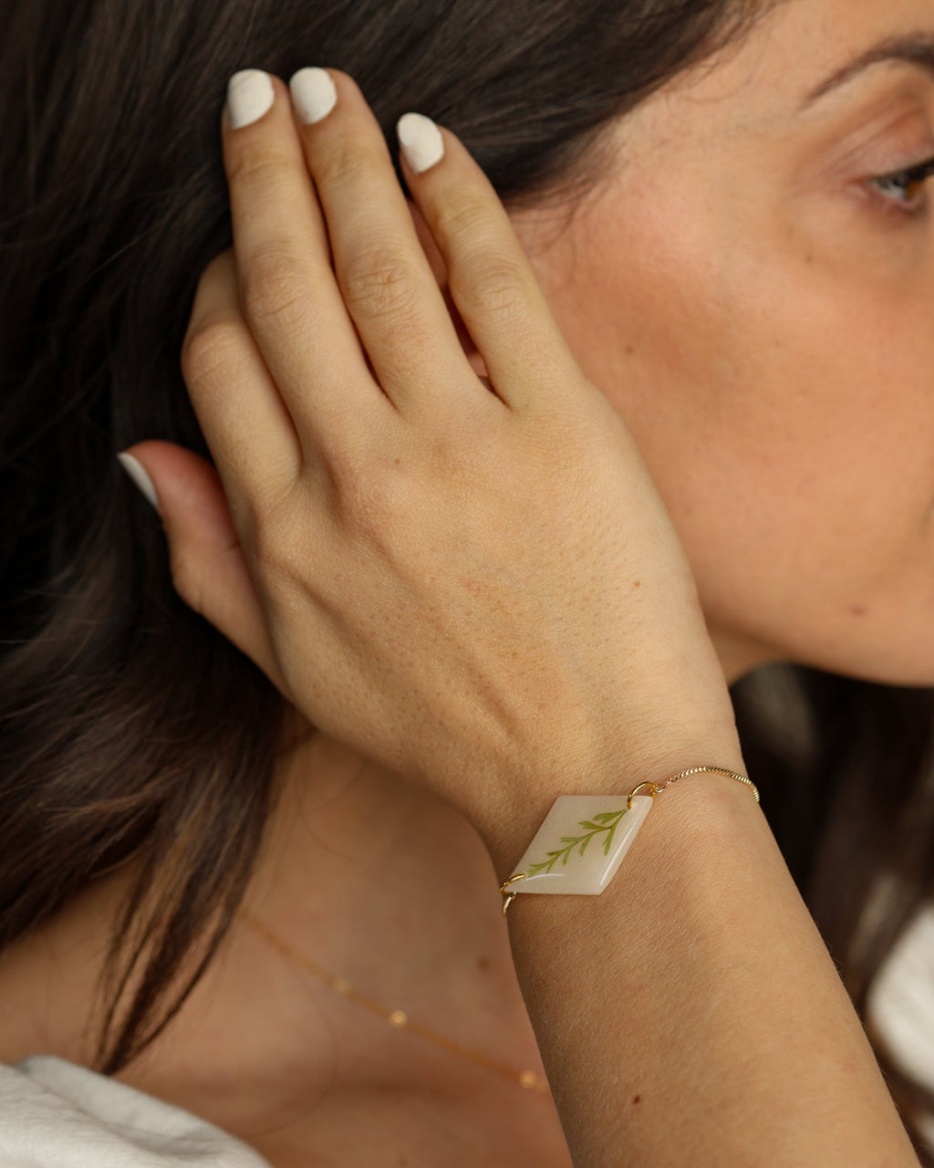 Adjustable Pressed Leaf Bracelet