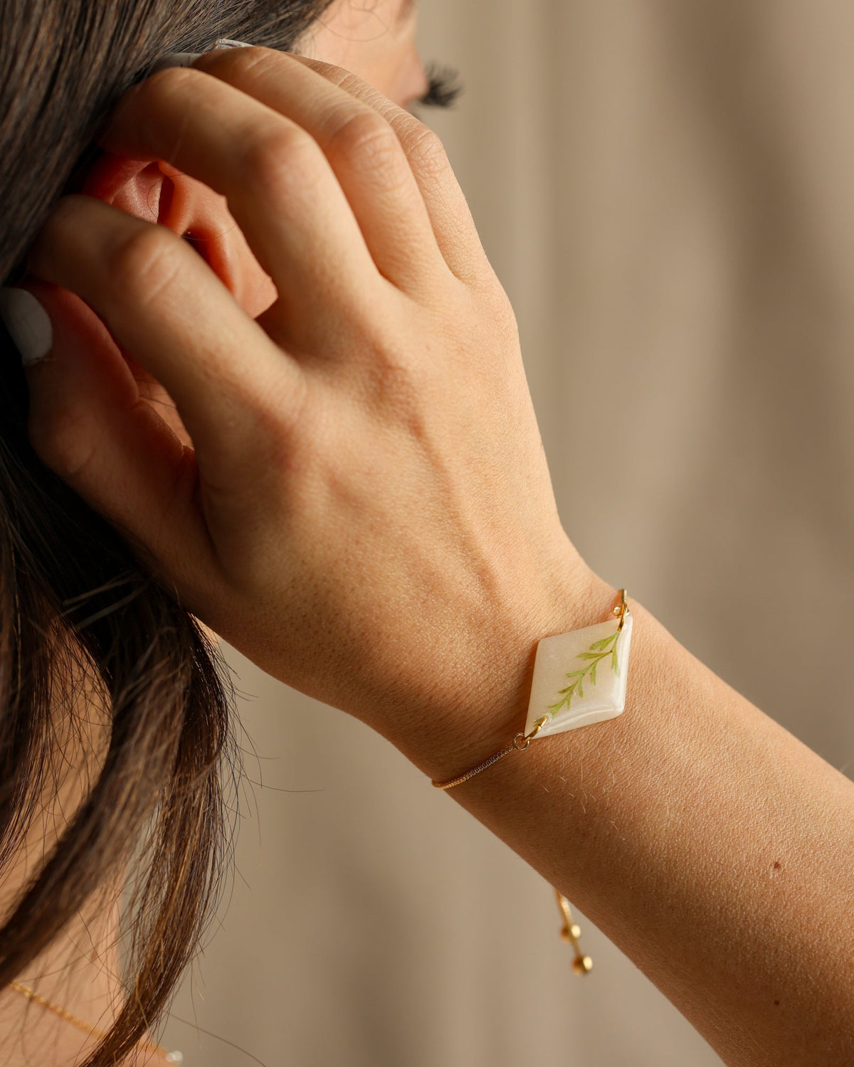 Adjustable Pressed Leaf Bracelet