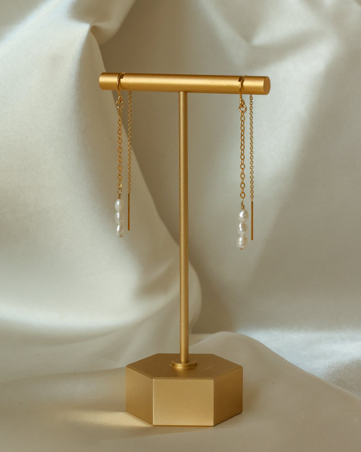 Gold Filled Pearl Drop Threader Earrings