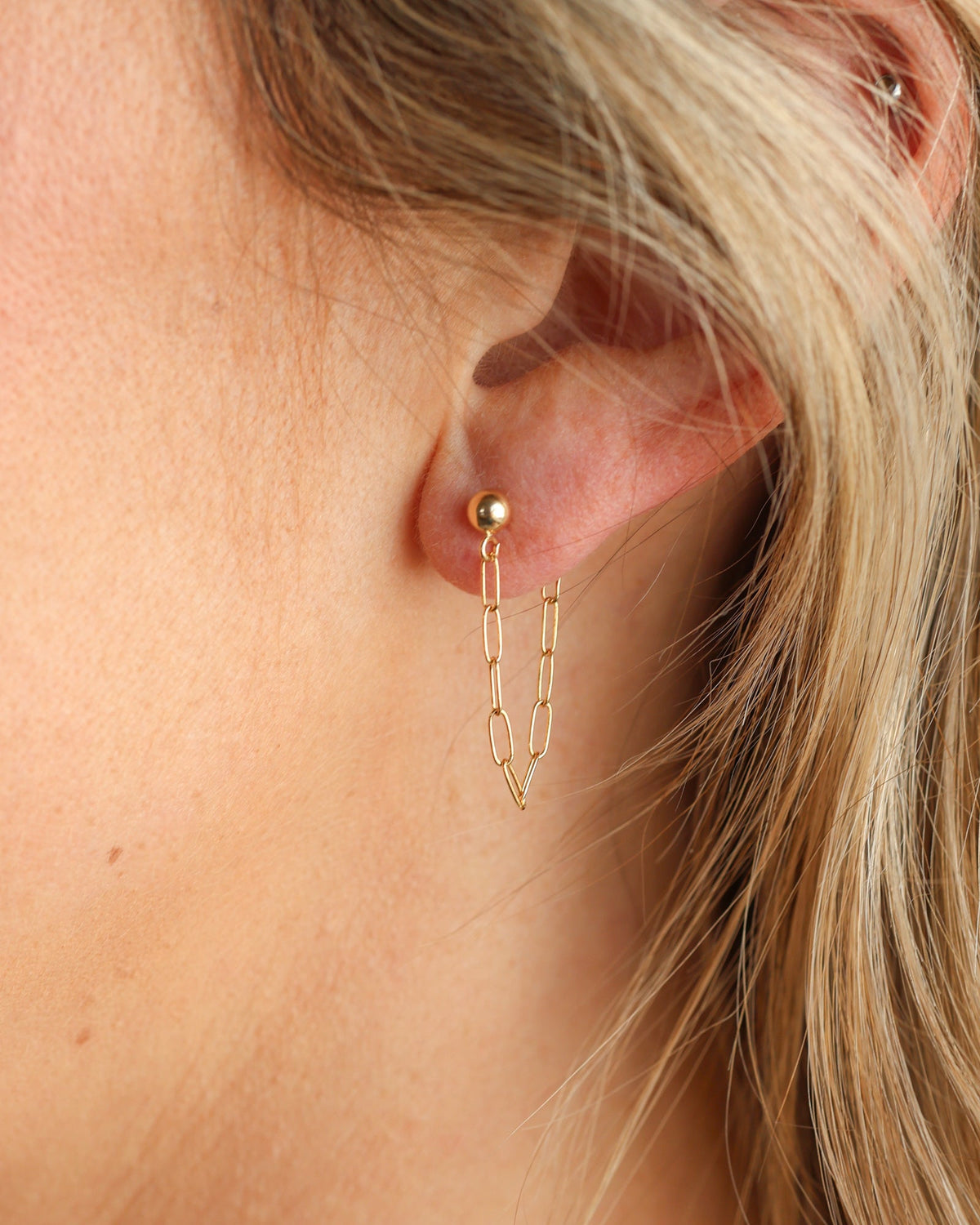 Golden Link Drop Earrings