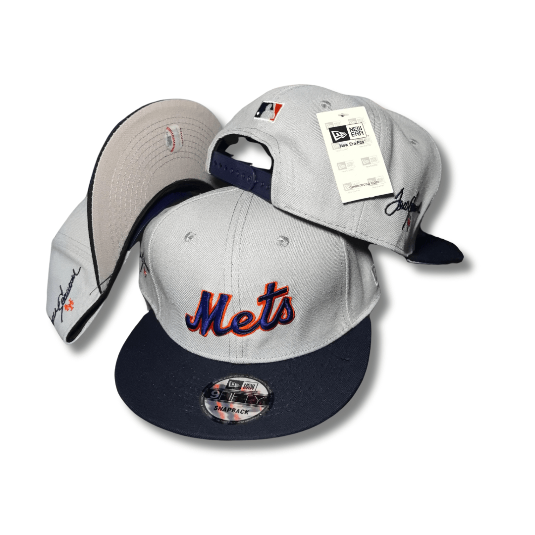 New York Mets Gray and Navy with Embroidered Logo Snapback Cap