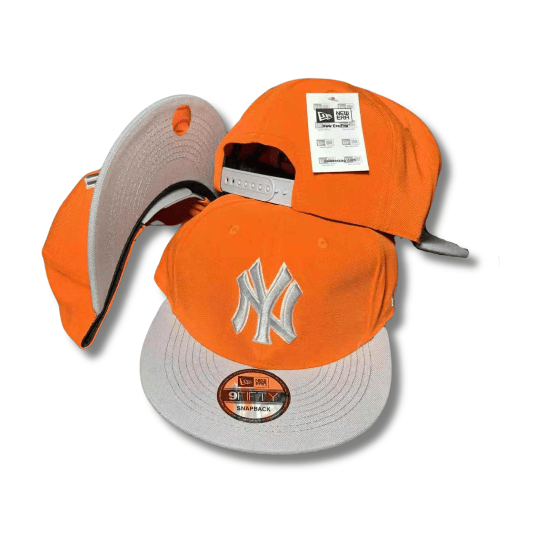 New York Yankees Orange with White Embroidered Logo and Gray Brim Snapback Cap