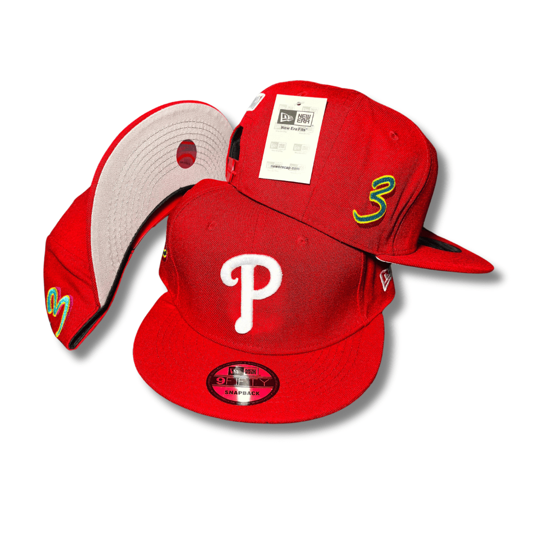 Philadelphia Phillies Red with White Embroidered Logo and Side Details Snapback Cap