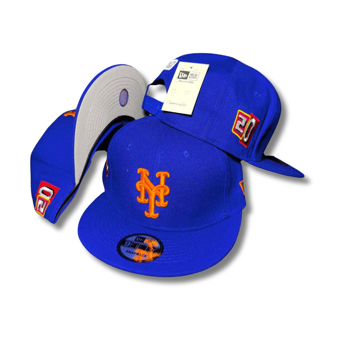 New York Mets Blue Side Patch Embroidery with Classic Orange Logo Snapback Cap
