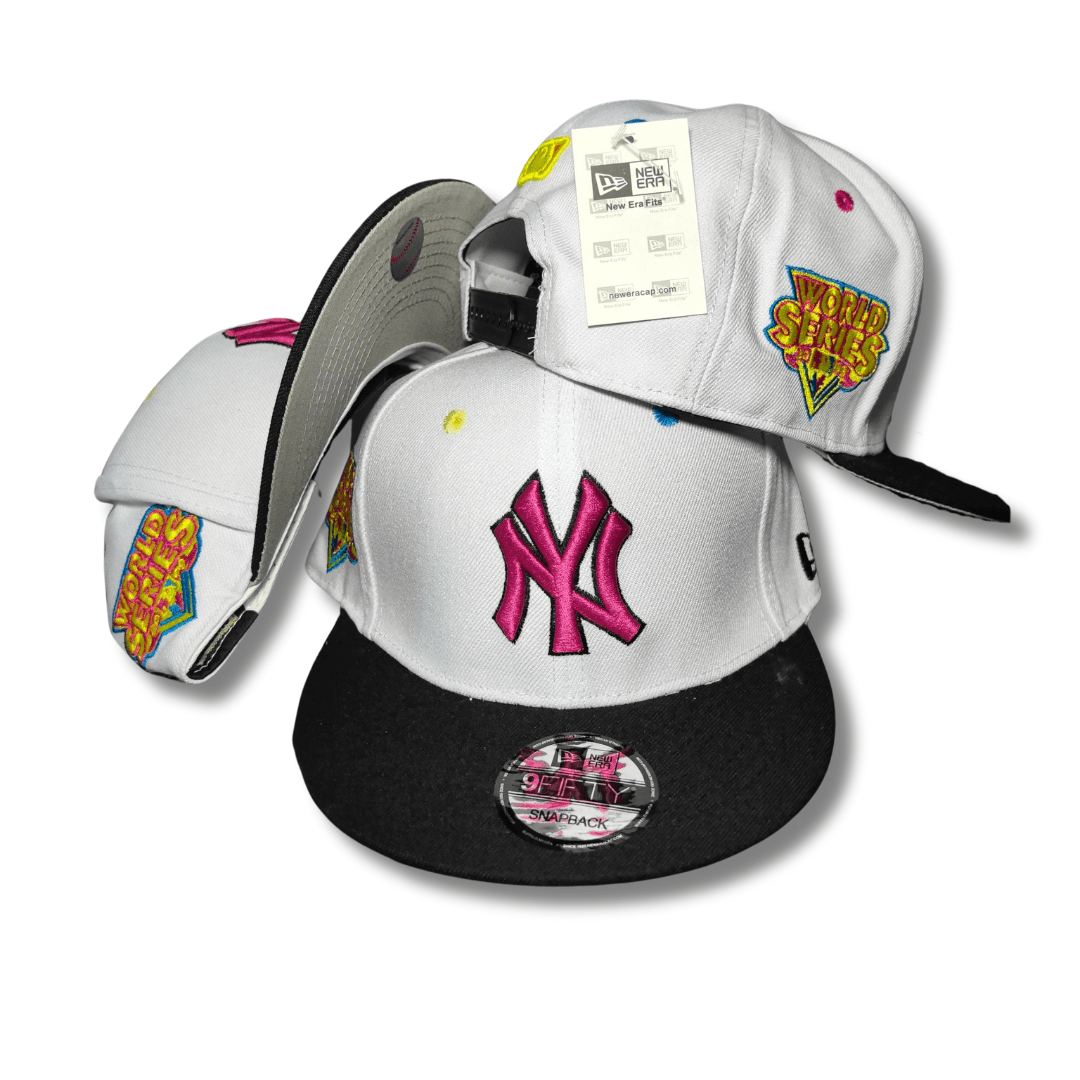 New York Yankees New Era 9FIFTY White with Pink Logo and World Series Patches Snapback Cap