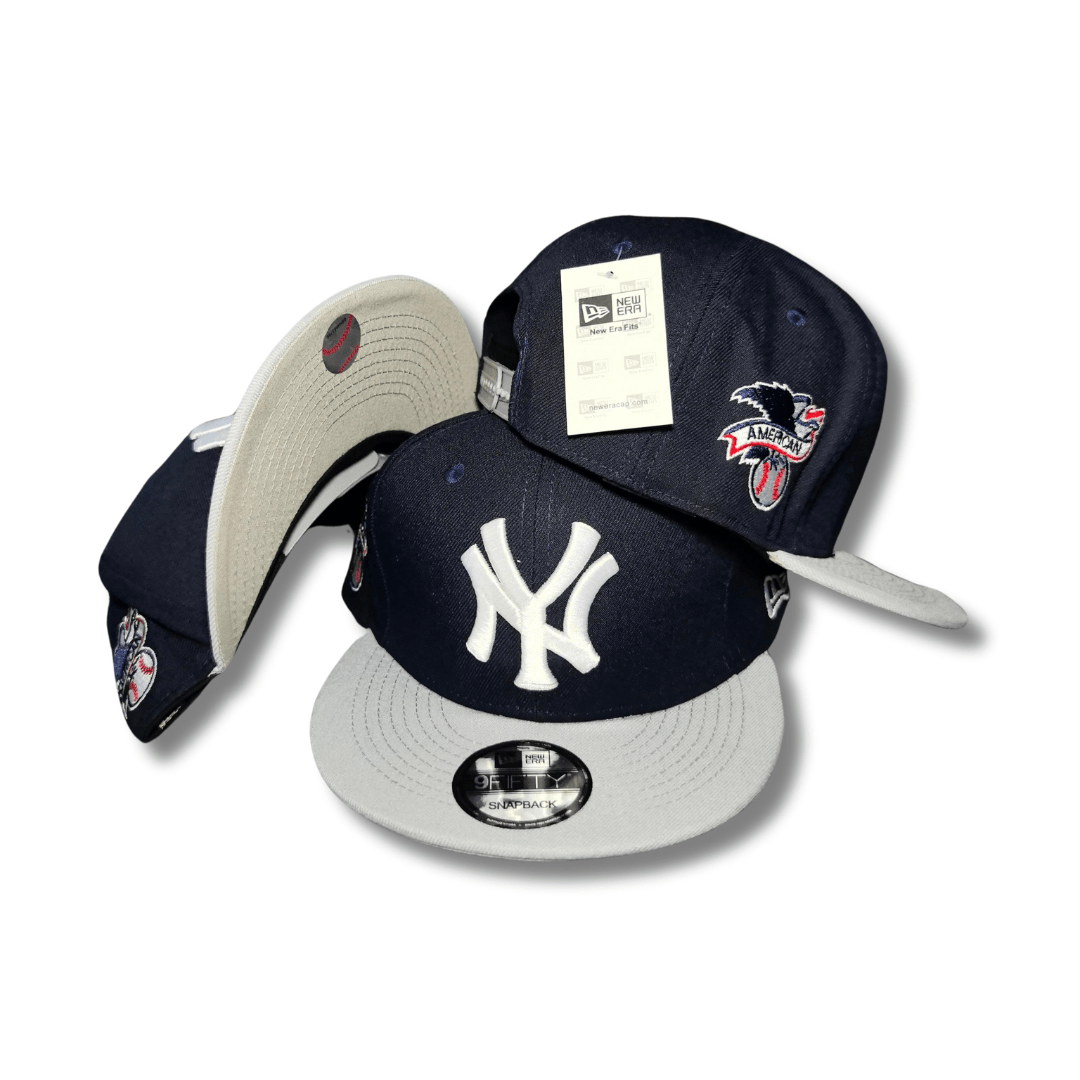 New York Yankees Navy Blue with Grey Visor and Side Patches Snapback Cap