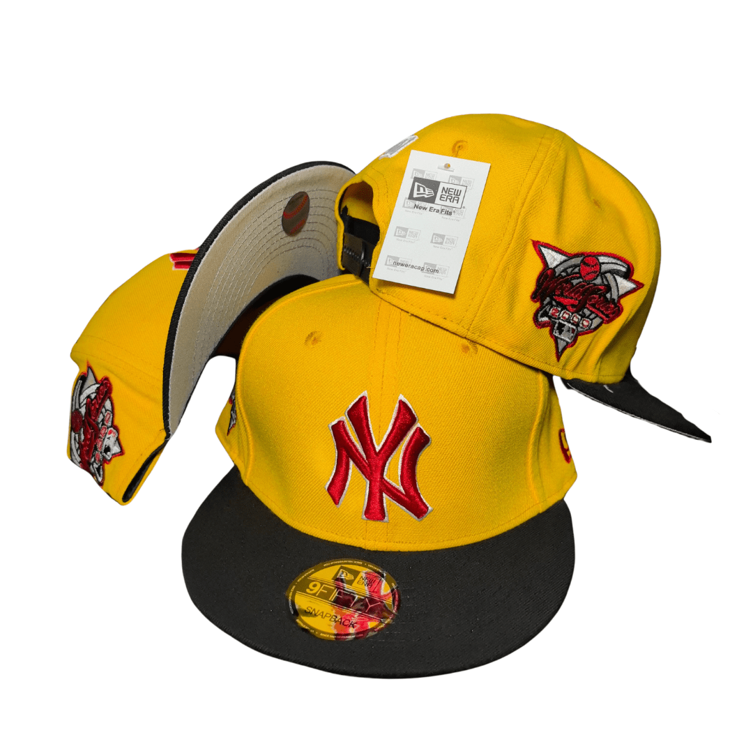 New York Yankees Yellow with Red Logo and Black Brim Snapback Cap