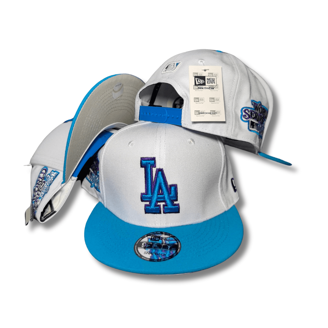 Los Angeles Dodgers White and Blue with World Series Embroidered Patches Snapback Cap