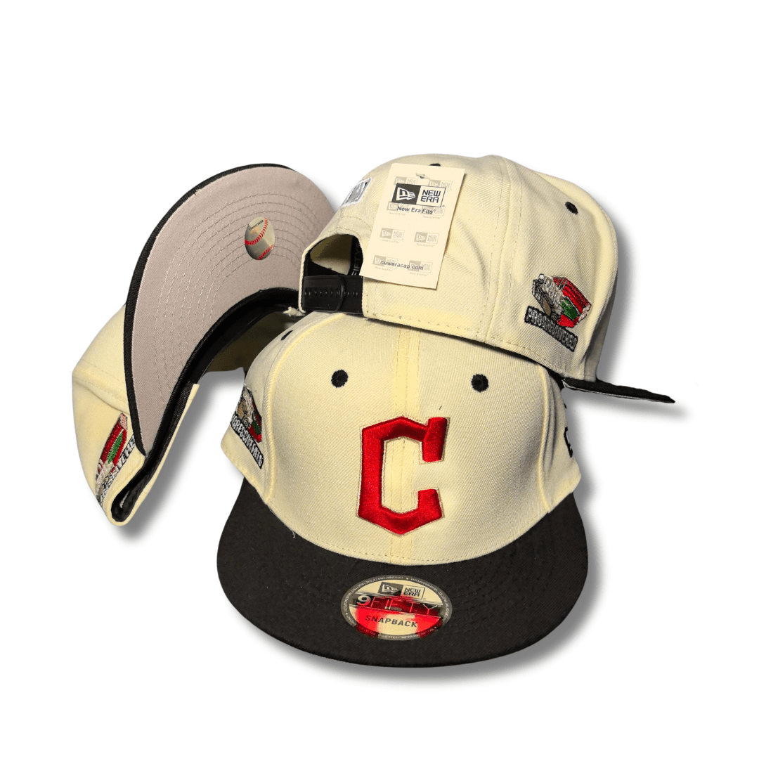 New Era Cleveland Guardians Cream and Black with Retro Side Patches Snapback Cap