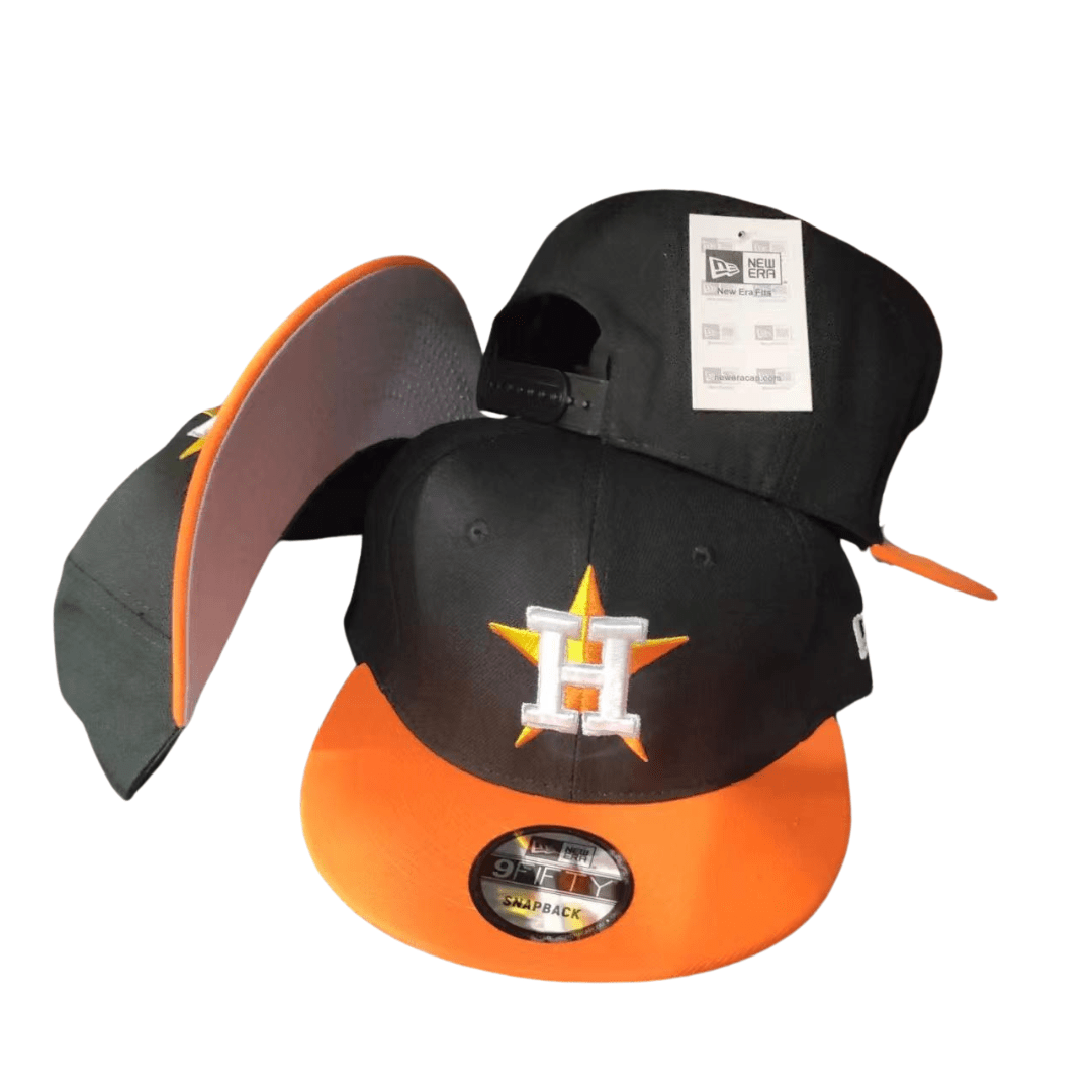 Houston Astros Black and Orange with Star Embroidery Snapback Cap