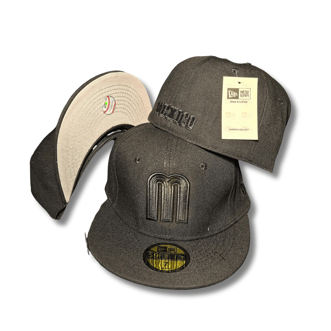 Team Mexico with Embroidered Logo and Subtle Black Design Fitted Cap