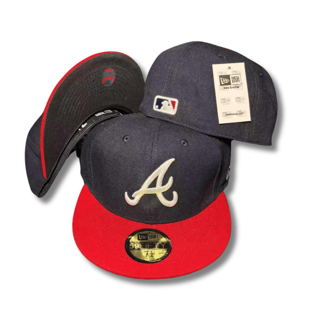 Atlanta Braves Fitted MLB Hat with Red Brim and Navy - Fitted