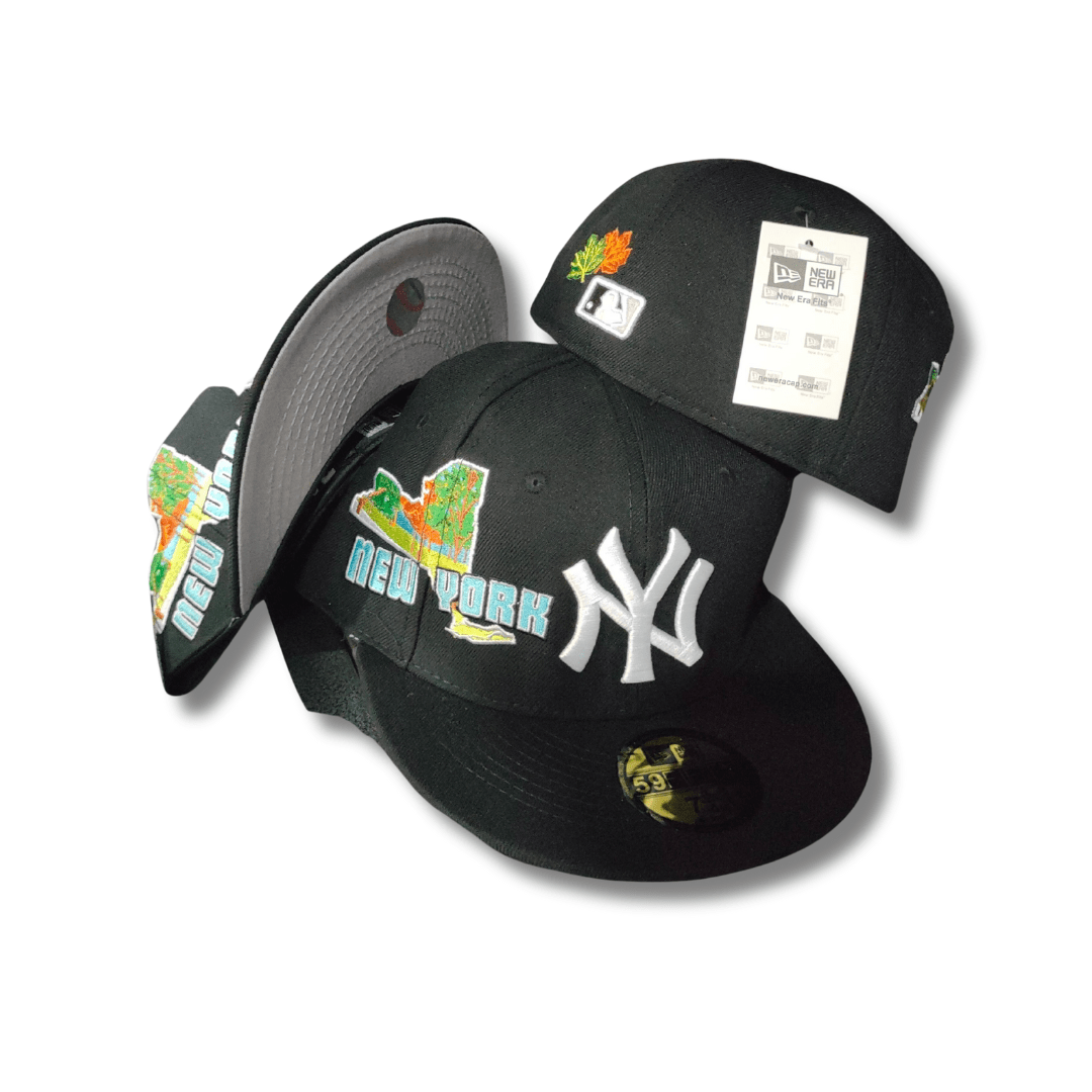 New York Yankees Black Embroidered Map Edition Fitted Cap