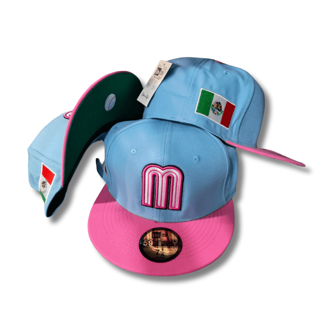 Mexico Baseball Cap Letter M with Embroidered Flag Flat Brim - Snapback