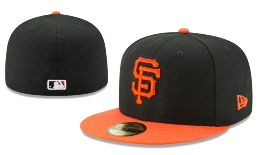 San Francisco Giants Fitted Hat - Black with Orange Brim and Logo