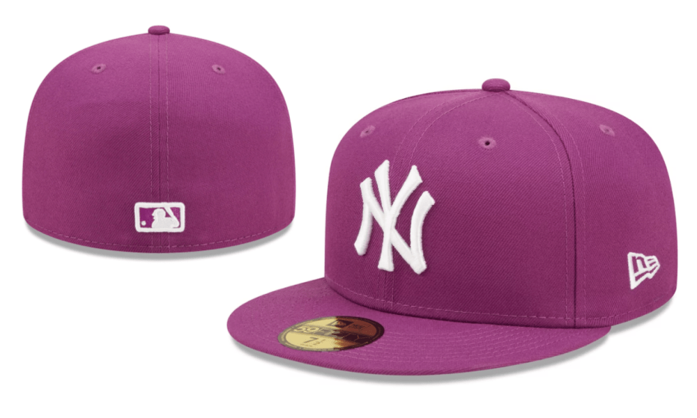 New York Yankees MLB Fitted Cap - Vibrant Purple with White Logo