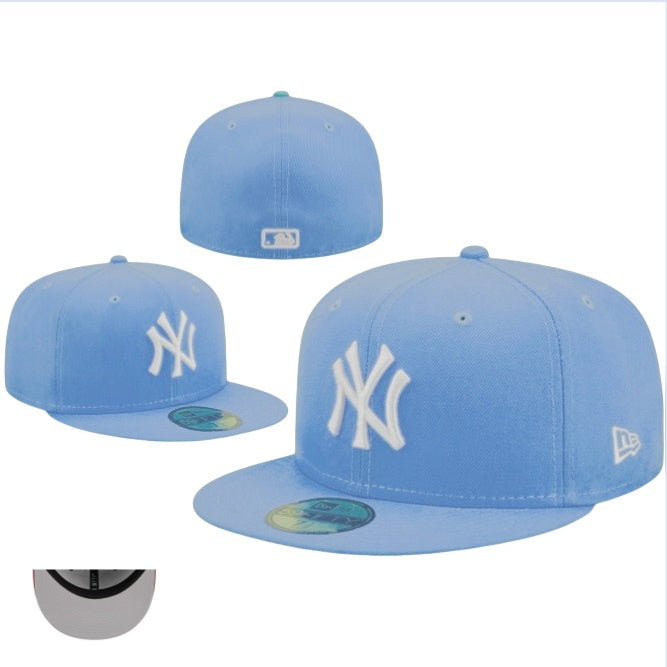 New York Yankees Classic Hat with Gray Undervisor - Light Blue