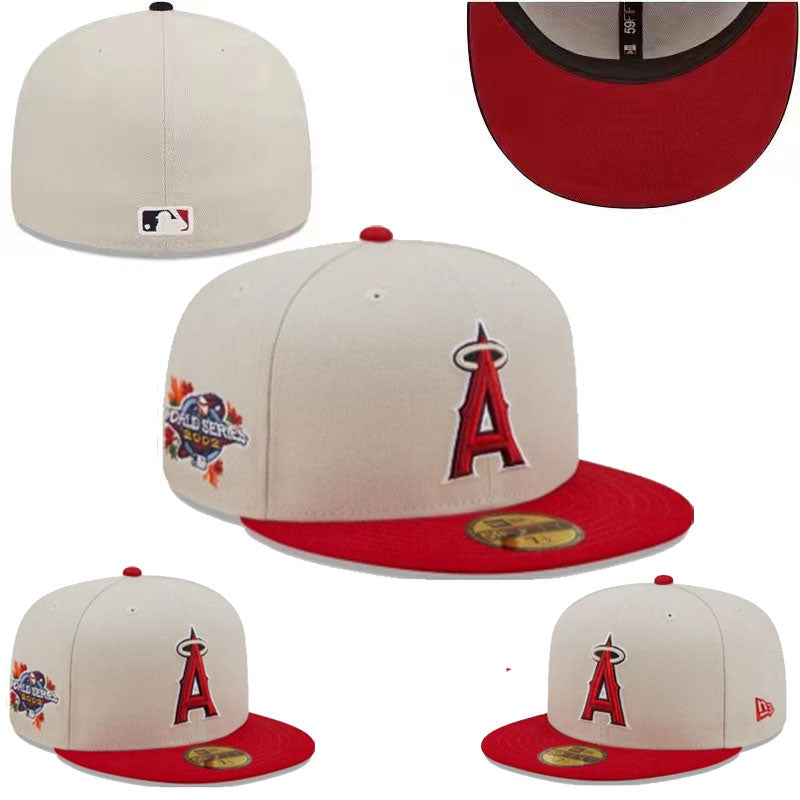 Los Angeles Angels 2002 World Series Hat with Red Brim and Undervisor - Cream