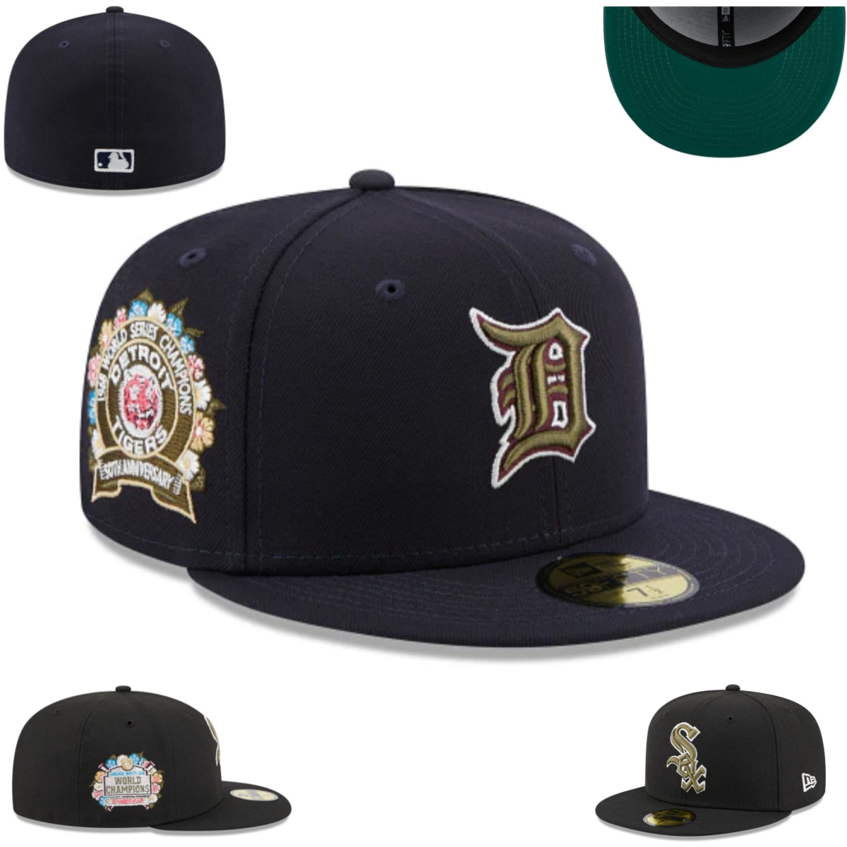 Detroit Tigers 75th Anniversary Fitted Hat - Navy with Gold Detailing