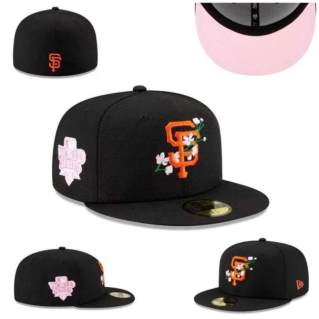 San Francisco Giants Floral-Embroidered World Series Hat with Pink Undervisor - Black