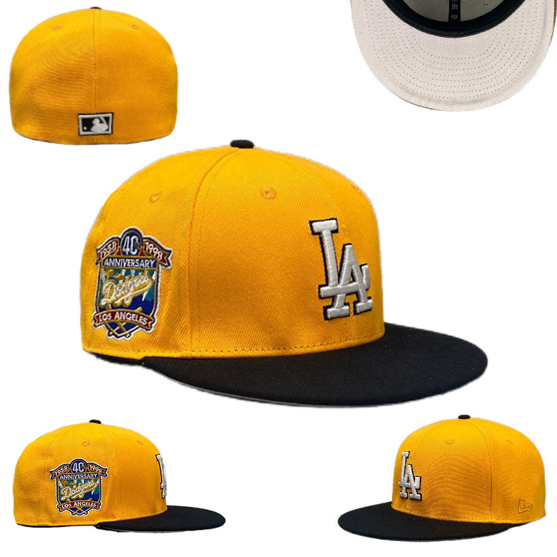 Los Angeles Dodgers 40th Anniversary Commemorative Hat with Black Brim - Yellow