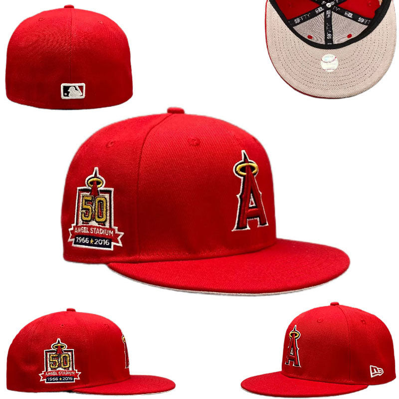 Los Angeles Angels 50th Anniversary Angel Stadium Hat with Beige Undervisor - Red