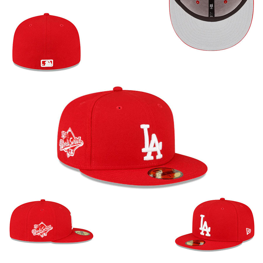 Los Angeles Dodgers 1988 World Series Fitted Hat with Gray Underbrim - Red