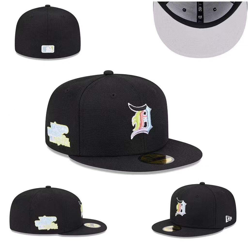 Detroit Tigers Custom Fitted Hat with Multicolor Logo and Gray Underbrim - Black