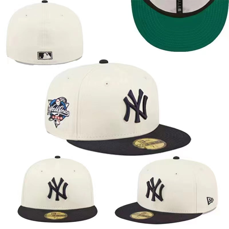 New York Yankees World Series Fitted Hat with Green Underbrim - White and Black