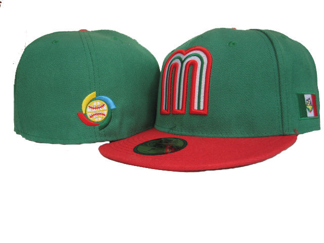 Mexico World Baseball Classic 59FIFTY Hat - Green and Red with Flag Patch