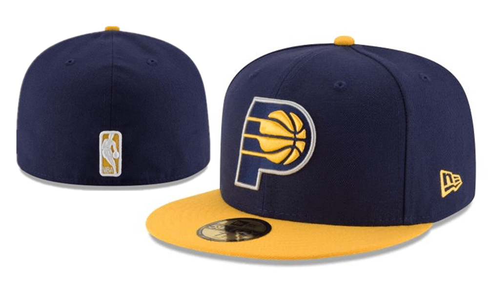 Indiana Pacers NBA Snapback Cap with Embroidered Logo and Yellow Brim - Navy