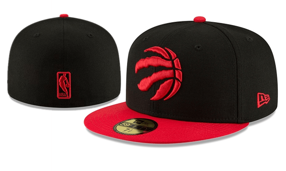 Toronto Raptors NBA Snapback Cap with Embroidered Claw Logo and Red Brim - Black