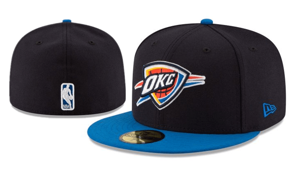 Oklahoma City Thunder NBA Snapback Cap with Embroidered Logo and Blue Brim - Black
