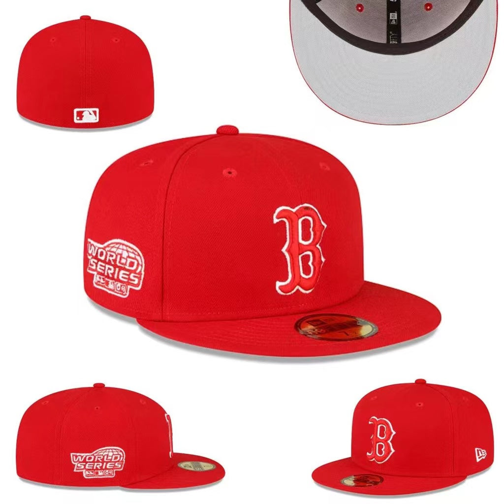 Boston Red Sox World Series Edition Fitted Cap - Vibrant Red with Commemorative Patch