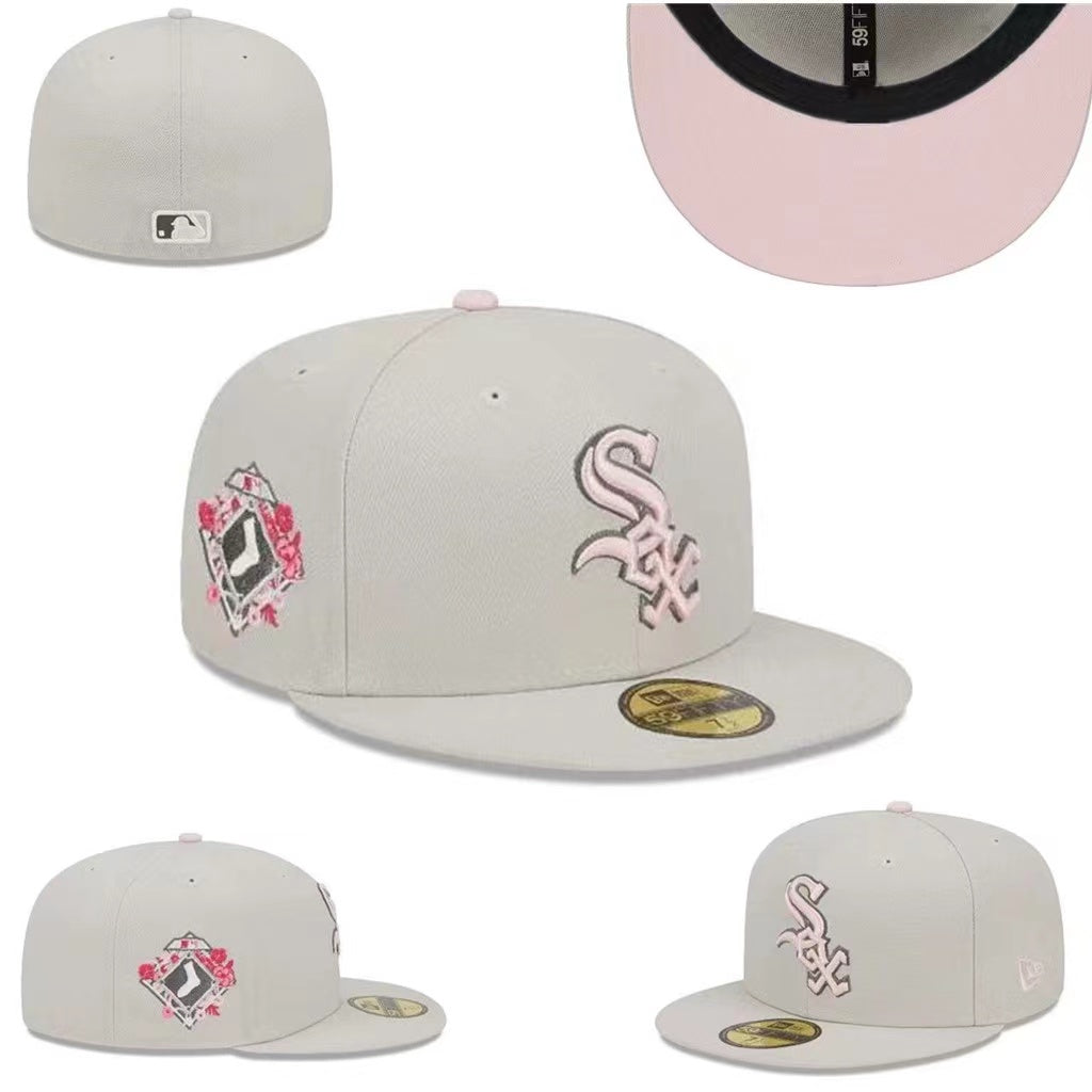 Chicago White Sox 59FIFTY Pink Floral Embroidered Hat - Light Gray and Pink