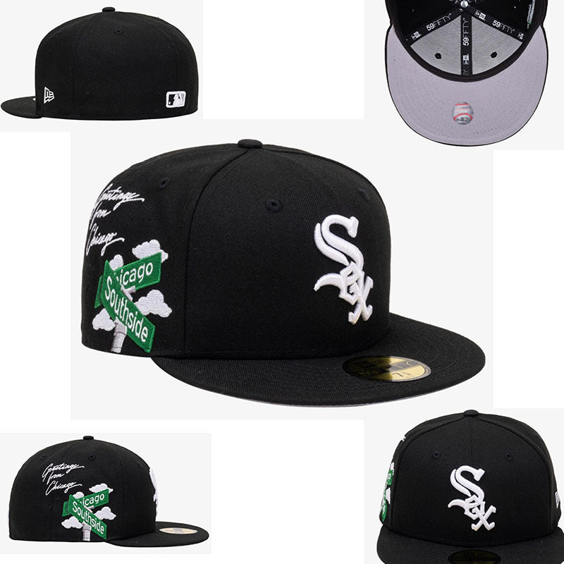 Chicago White Sox "Greetings from Chicago Southside" Black Fitted Hat with Embroidered Side Patch