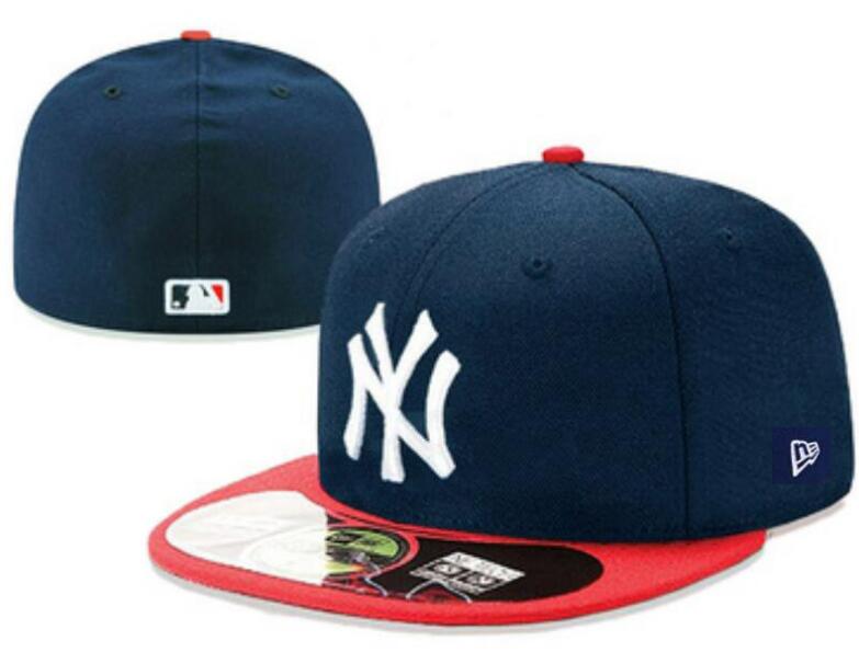 New York Yankees 59FIFTY Hat with Red Brim - Navy Blue