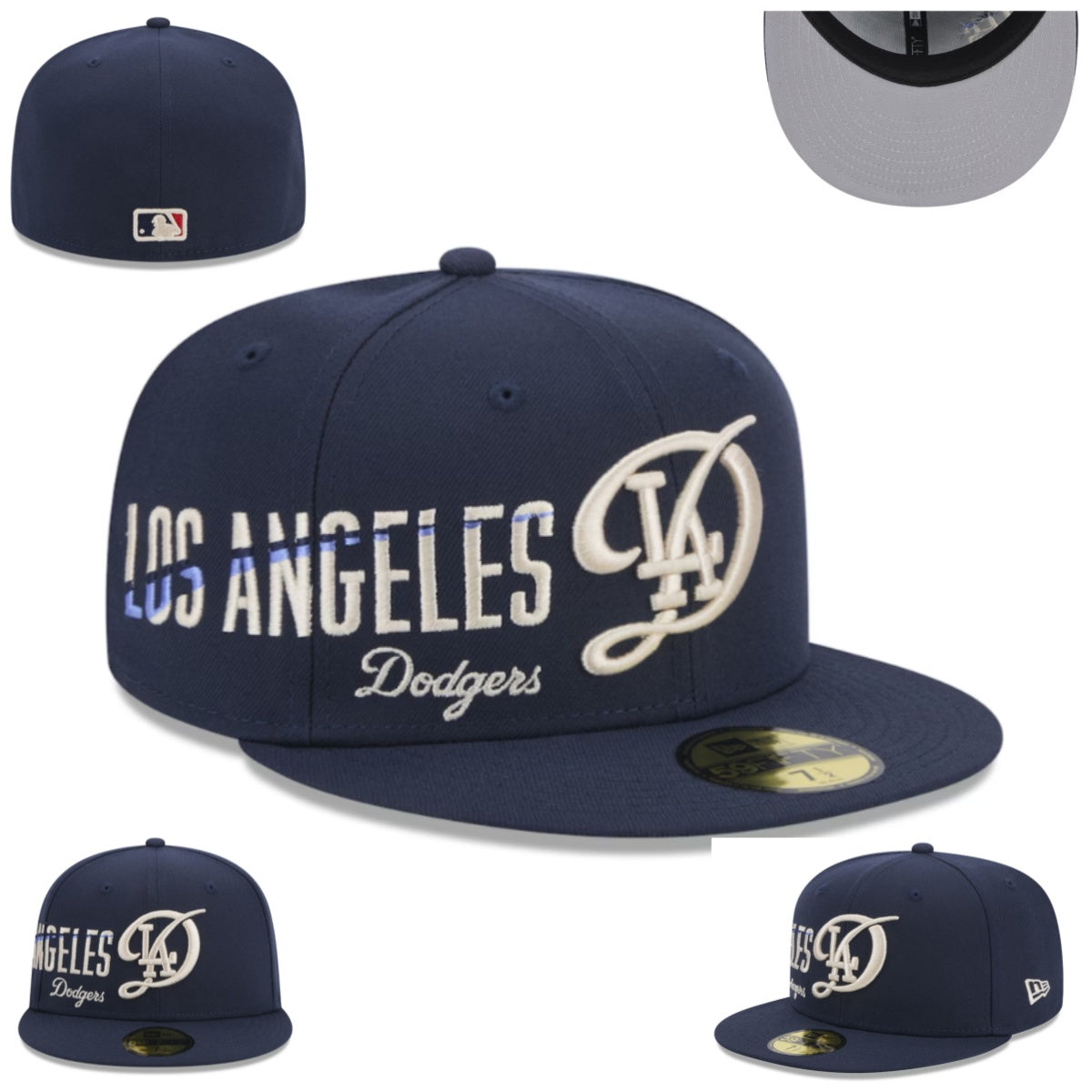 Los Angeles Dodgers Navy Blue Fitted Cap with Script and LA Logo