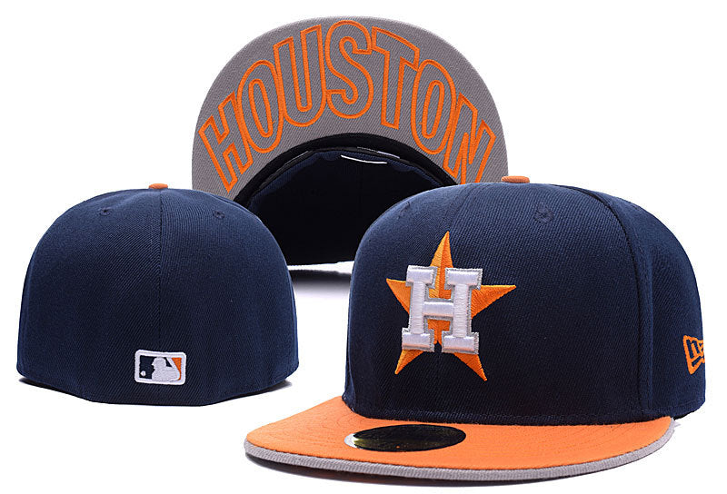 Houston Astros Navy and Orange Fitted Cap - MLB Baseball Hat