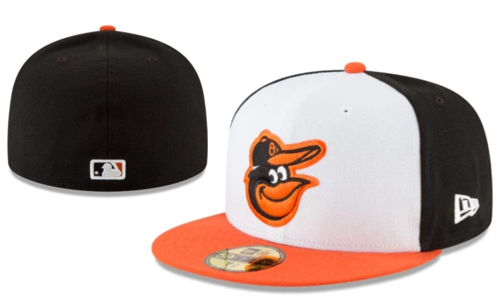 Baltimore Orioles Black, White, and Orange Fitted Hat with Bird Logo