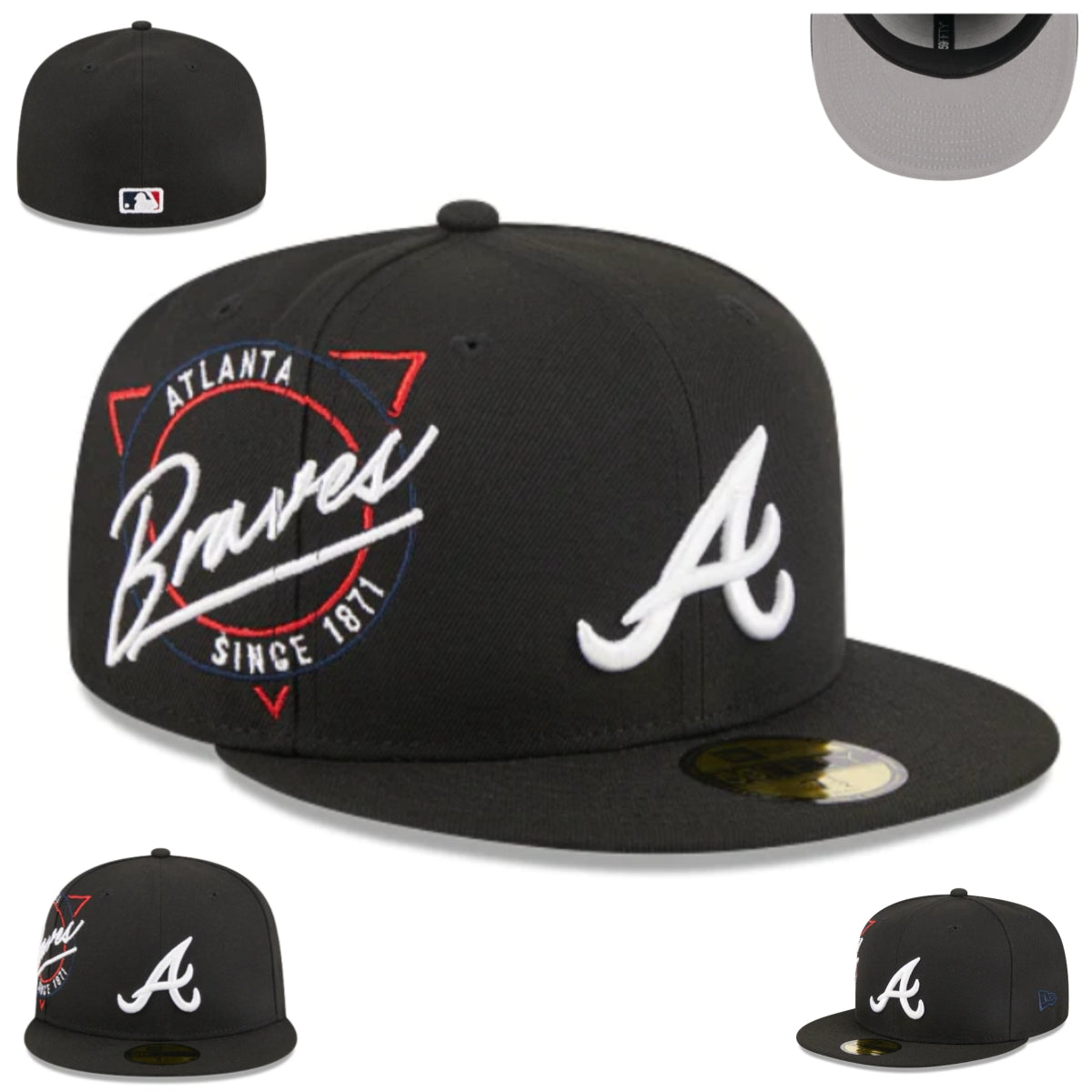 Atlanta Braves Fitted Hat - Black with Team Logo and 'Since 1871' Embroidery