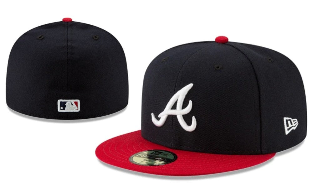 Atlanta Braves Classic Black and Red Fitted Hat with Logo