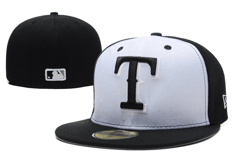 Texas Rangers Gray and Black Fitted Hat with Logo