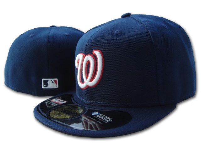 Washington Nationals Navy Blue Fitted Hat with MLB Logo Embroidery