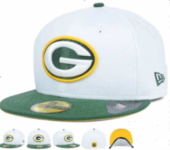 Green Bay Packers White and Green NFL Snapback Hat with Team Logo